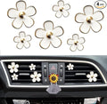 Daisy Air Vent Clips: 6 Pcs Cute Flower Air Conditioning Outlet Clip Car Air Fresheners Vent Clips Interior Decor Charm Car Decoration Cute Accessories for Women Girls + Mask Hook(White)