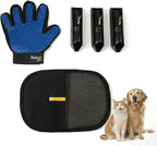 Pet Hair Remover & Shedding Solution: 5-Piece Complete Kit with Dog Grooming Glove, Furniture Cleaner Pad, and 3-Pack Washable Reusable Lint Rollers - Ideal for Home, Clothes, Carpet
