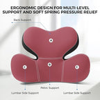 BEBAS Lumbar Support Pillow for Car, Ergonomic Memory Foam Back Cushion for Driving, Lower Back Support for Pain Relief, Lumbar Cushion for Car Seats, Office Chairs, Wheelchairs - Red