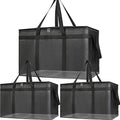 Bodaon Large 3-Pack Insulated Food Delivery Bag with hard bottom, XXXL Catering/Pizza Cooler Bags, Rideshare Delivery Bag, Thermal Cold/Hot Styrofoam Carrier for Travel/Shopping/Car