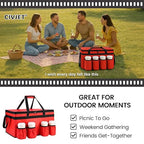 CIVJET Insulated Food Delivery Bag with 4 Cup Holders, XX-Large Insulated Grocery Bags Keep Food Hot/Cold, Cooler Bags with Drink Carrier, Food Carrier Catering Bag, Commercial Food Warmer Bag, Red