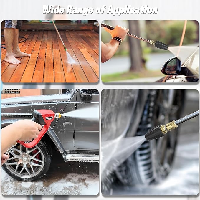 Pressure Washer Tips Turbo Nozzle, Max 4000 PSI 360°Rotating Power Washer Nozzles with 1/4" Quick Connect, 5 Spray Nozzle Tips for Cleaning Brick, Concrete, 4.0 GPM 4.0 Orifice
