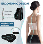 Seat Cushion & Lumbar Support Pillow Set,Memory Foam Office Chair Cushion for Tailbone Pain, Non-Slip Back Support for Car,Desk,Gaming Chair,Wheelchair, Breathable & Machine Washable