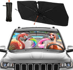 Funny Flamingo Driving Car Windshield Sunshade Umbrella Funny Flamingos Sun Shade for Car Windshield Umbrella Upgraded Sunshades Blocks UV & Heat Front Window Shades for SUV Sedan Auto
