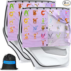Car Window Shades with 8 Magnets-26.8"x19.7" Car Rear/Side Window Sunshade for Baby Semi-Transparent 2-in-1 Universal Auto Sun Shade for Kid & Pet Protection (2 Pack) Animal Alphabet Education