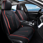 Coverado Car Seat Covers, Front Seat Cover, Waterproof Nappa Leather Seat Covers for Cars, 2 Pack Car Seat Protectors, Driver Seat Cover, Automotive Seat Covers Universal Fit for Most Cars, Black&Red