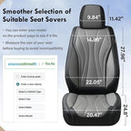 Coverado Car Seat Covers Front Seat, Waterproof Seat Cover, Leather Seat Cover for Cars, Automotive Seat Cover, Driver Car Seat Protector, Front Seat Cushion Universal Fit for Most Cars (Black&Gray)