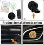 Bling Sunflower Air Vent Clips, Golden Sunflower Car Air Fresheners Vent Clips Diffuser Diamond Car Decoration Rhinestone Interior Decor Cute Accessories for Women Girls