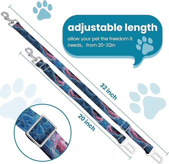 Adjustable pet cat and Dog car seat Belt，The Lanyard is Flexible and Adjustable from 20 to 33 inches (Black Lightning)