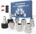 Pressure Washer Quick Connect Kit, M22-14mm to 3/8" Male Female Quick Disconnect Kit for Power Washer, 3/4 Inch Hose Fittings Adapter Set, Stainless Steel, 8 pcs