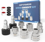 Pressure Washer Quick Connect Kit, M22-14mm to 3/8" Male Female Quick Disconnect Kit for Power Washer, 3/4 Inch Hose Fittings Adapter Set, Stainless Steel, 8 pcs
