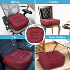 YOUFI Super Thicken Leather Car Seat Cushion for Adults - Portable Angle Lift Seat Pad with Breathable Cover, Handle, and Buckle - Ideal for Trucks, SUVs, and Office Chairs (Red)