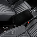 Sheepskin Armrest Cover Auto Center Armrest Cover Car Soft Console Pad, Fluffy Wool Auto Center Console Cover for Most Car Arm Rest Decoration Protector 7 x 13 Inch (Shearling, Black)