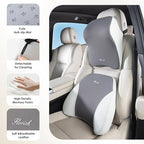 FLORICH Lumbar Support and Car Neck Pillow, Back Support and Headrest Pillow for Car Seat Driver, Memory Foam Back Neck Support Pillow and Car Seat Lumbar Support for Car Office Chair - Grey