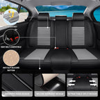 Car Seat Covers Full Set Fit for Toyota Venza 2009-2026, Premium Faux Leather Car Seat Protector,Breathable Anti-Slip Full Wrapping Edge Seat Covers(Black&Gray,Full Set)