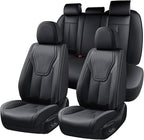 FLORICH Seat Covers, Black Car Seat Cover Full Set, Luxury Faux Nappa Leather Automotive Seat Protectors, Car Seat Cushions Universal Fit for Most Sedans SUVs Trucks - Black