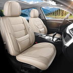 Car Seat Covers Full Set Custom Fit for Ford Edge 2007-2025 2026 - Luxury Faux Leather with Lumbar Support, Waterproof, Breathable, Anti-Slip, Easy to Install (Beige,Full Set)
