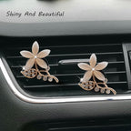 Flower Car Accessories,Lotus Air Freshener Vent Clips,2pcs Bling Champagne Flower Car Decor,Cute Dashboard Decorations for Women