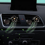4PCS Car Air Vent Clips with Fragrance Pads, Cute Flower Car Air Fresheners Vents Clips Diamond Vent Clip Auto Interior Decor Charm Bling Auto Accessories Decoration for Women (Black)