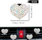 4-Pack Crystal Heart Car Vent Clips – Sparkling Rhinestone Air Fresheners for Cars, Bling Diamond Auto Fragrance Holder for SUV & Sedan(Write, Ocean)