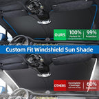 Aokway Car Windshield Sun Shade, Laser Reflective Windshield Sunshade | Heat & UV Blocker for Cars, SUVs, Trucks | Flexible Steel Wire Frame,Double Thickened, Foldable Design