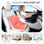 Car Seat Cushion and Lumbar Support Pillow, Larger Memory Foam Seat Cushion, Ergonomic L-Shaped Design Cushion for Back Pain Relief, Non-Slip Driving Cushion for Car, Office, Truck, Wheelchair-Pink