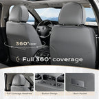 Coverado Seat Covers, Car Seat Covers Full Set, Leather Seat Covers for Cars, Car Seat Protector, Gray Car Seat Covers Front Seats and Back Seats Universal Fit for Most Cars Blue