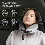 Travel Pillow for Airplane Memory Foam - Neck Support Travel Pillows for Sleeping, Traveling, Car, Home - Adult Flight Pillow Kit with Sleep Mask, Earplugs, Breathable Cover Machine Washable, Gray