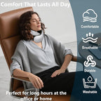 Travel Neck Pillow for Airplanes, Memory Foam with Chin Support, Ergonomic 360 Degree Cervical Support for Plane/Car/Train/Office (Light Grey)