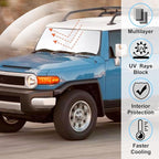 Windshield Sun Shade Custom Fit for 2007-2014 Toyota FJ Cruiser Sport Utility Accessories Foldable Sunshade Sun Blocker Protect Car from Sun Rays & Heat Damage Keep Car Cooler
