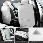 Car Seat Covers, Premium Leather Car Seat Covers, Waterproof and Breathable Seat Covers, Universal Car Seat Protector Fit for Cars, Trucks, SUVs, Pick-ups (Black & White, FullSet)