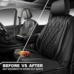 CAR PASS Piping Luxury Leather Two Front Car Seat Covers,Silver Glitter Waterproof Seat Cover Compatible with Front Seat Armrests,Universal Fit for Suvs,Vans,Trucks,Airbag Compatible(Black and Silver)