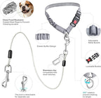Idepet Dog Seat Belt for Car, 2 Pcs Stainless Steel Chew Proof Dog Seatbelt 3 in 1 Harness for Safety Heavy Duty Pet Seat Belt for Medium & Large Dogs Grey