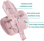 2PCS Car Pillow for Car Neck Pillow for Driving Seat Neck Support Soft Cushion Back Support Head-Rests for Vehicle Sleeping with Elastic Adjustment Strap (Light Pink, Head and Lumbar)