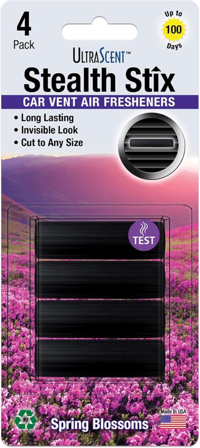 Car Vent Clips Air Freshener Stealth Stix Car Vent Clips that Slip on Vent Blade, 1-Pack/4-Stix (Spring Blossoms)