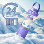 Momcozy 22oz Portable Breast Milk Cooler for Outdoor, Life Saver with 360° Total Cooling for 24 Hours, Larger Capacity Travel Breastmilk Chiller with 2pcs Baby Bottles for Breastmilk Storage, Purple