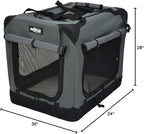 EliteField 4-Door Folding Soft Dog Crate with Curtains, Carrying Bag and Fleece Bed (2 Year Warranty), Indoor & Outdoor Pet Home (36" L x 24" W x 28" H, Gray+4 Door Curtains)