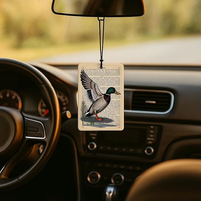 Vintage Mallard Duck Car Air Freshener 4 Pcs, Rustic Farmhouse Farm Animal Air Freshener Hanging for Cars Books Closet Drawer, Mallard Duck Lover Gifts Car Accessories for Women Men