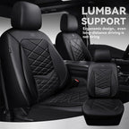 CAR PASS Luxury Nappa Leather Front Seat Covers, Waterproof 3D Foam Seat Covers with Lumbar Support, Breathable Auto Seat Cover Airbag Compatible Universal Fit for Sedan SUV Van Truck, All Black