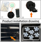 Bling Flower Air Vent Clips, 6 Pcs Cute Daisy Air Fresheners, Diffuser With Rhinestone Interior Decoration Charm, Diamond Decor Accessories for Women Girls