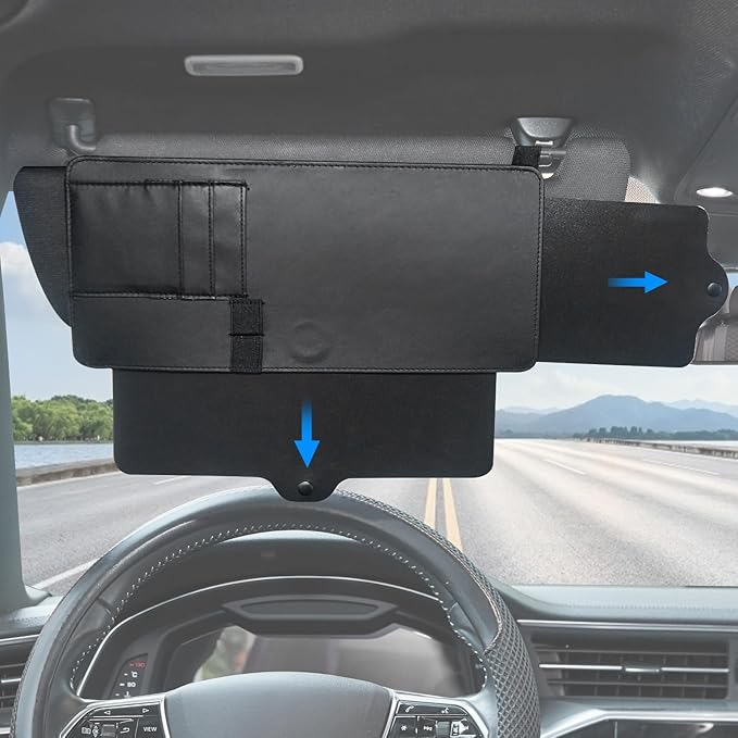 JOYTUTUS Car Sun Visor Extender,Universal Visor Sun Blocker UV400, Car Sun Visor Extension Side Sunshade,Anti-Glare Visor for Safe Driving(Black,2 Pack)