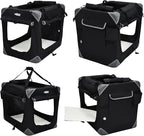 EliteField 4-Door Folding Soft Dog Crate with Curtains, Carrying Bag and Fleece Bed (2 Year Warranty), Indoor & Outdoor Pet Home (30" L x 21" W x 24" H, Black+4 Door Curtains)