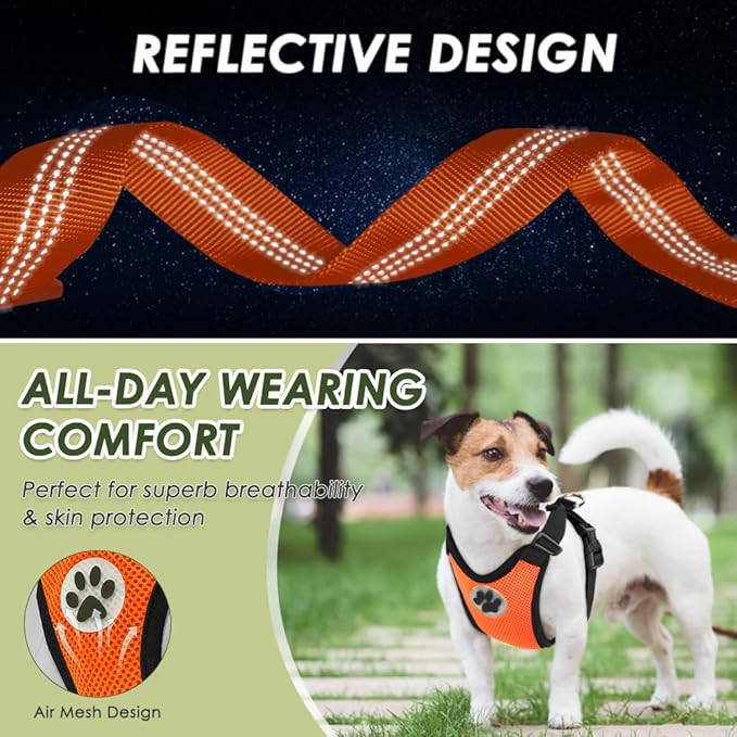 Lukovee Dog Seat Belt for Car, Adjustable Dog Car Harness for Large Medium Small Dogs, Soft Padded & Breathable Mesh Dog Seatbelt with Car Strap and Carabiner (Orange,XS)