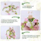 Crochet Car Air Freshener, 8ml Empty Refillable Oil Diffuser Bottle with Hanging Crochet Lightpink Daisies Plant & Hanging Tools, Car Rearview Mirror Diffuser for Wall Art & Home & Office Decoration