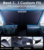 DMJN Windshield Sun Shade - Medium, Car Sunshade for Front Windshield [100% Efficient Block UV & Scorching Sun] UPF50+ Heat Block - Protect Interior & Keep Cooler