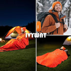 Emergency Sleeping Bag & LED Beanie Hat Set, Waterproof Thermal Mylar Bivy Sack, Portable Survival Gear for Hiking, Camping, Bug-Out Bags & Emergency Kits