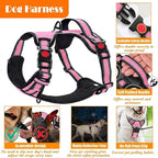 No Pull Dog Harness, Collar & Leash Set | Includes Dog Seat Belt, Collapsible Bowls & Poop Bag Dispenser. Ideal for Training, Walking, Hiking. Fits Small to Large Dogs(Pink-XL)