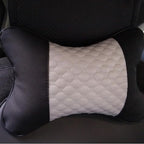 Car Neck Pillows Both Side Pu Leather 2pieces Pack Headrest Fit for Most Cars Filled Fiber Universal Car Pillow (White)