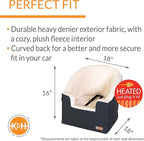K&H Pet Products Bucket Booster for Small & Medium Dogs - Washable Heated Car Seat with Safety Leashes - Charcoal/Cream