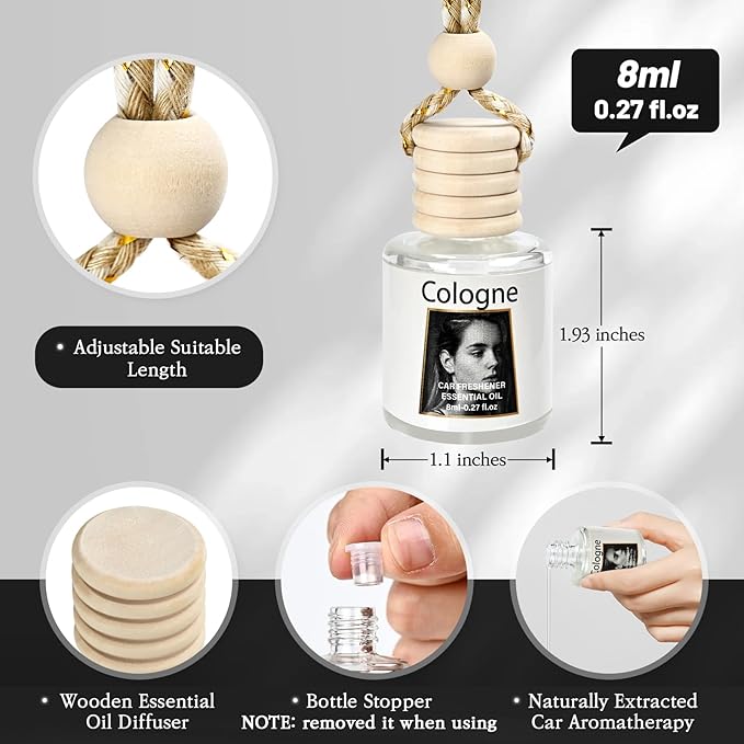 4 Pack Car Air Freshener Hanging, Natural Essential Oil Car Fresheners Long Lasting Car Fresheners Diffuser,Air fresheners for Home,Cute Car Interior Accessories for Women/Men